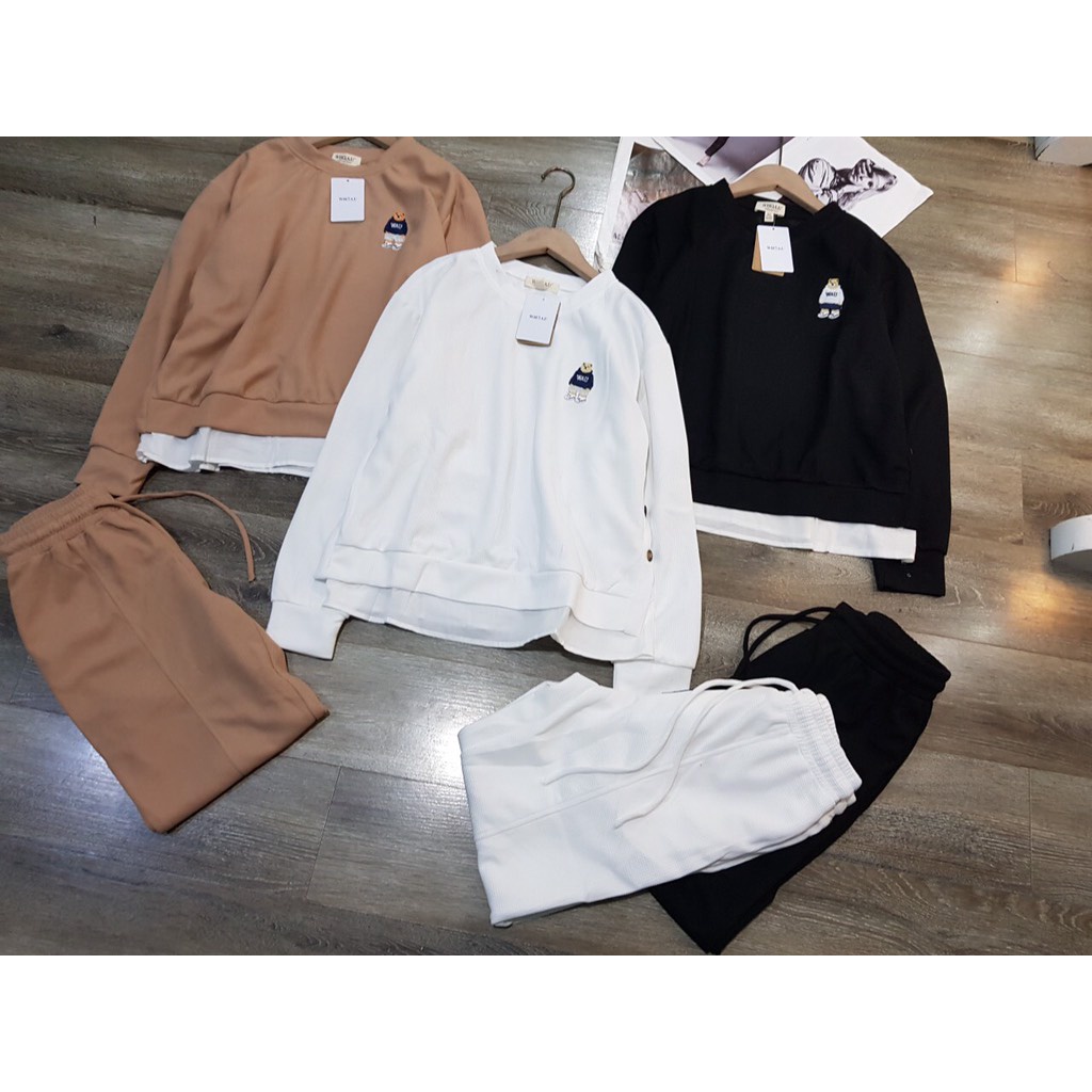 Set bộ Who.a.u sweater gấu
