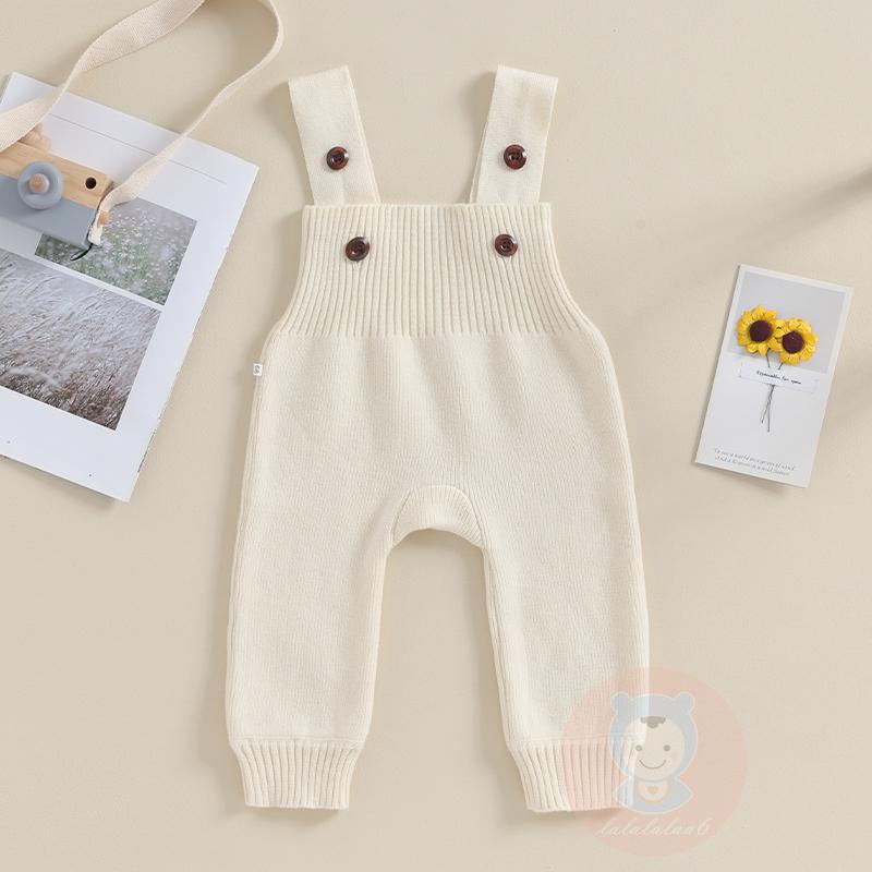 Laa6-baby Đan Không Tay Quần Yếm Màu Trơn