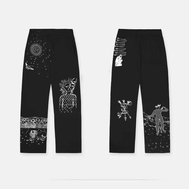 Quần Bóng Rổ cotton Ống Rộng In Họa Tiết kyrie irving Phong Cách hip hop Đường Phố Mỹ Hàng Mới 2023