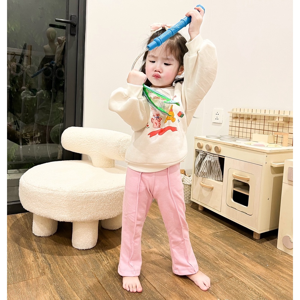 ✨MALINHKID✨BN060-Bộ nỉ quần loe hồng SOME CUTE trẻ em VNXK