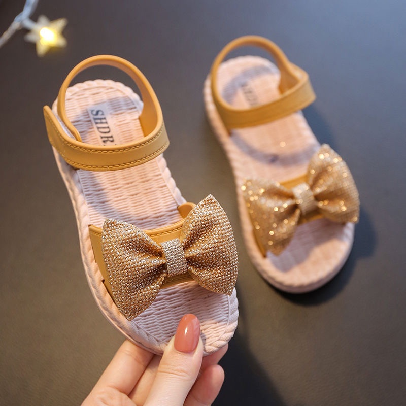 Giày Sandal Đế Mềm Đính Nơ Phong Cách Hàn Quốc Cho Bé Gái