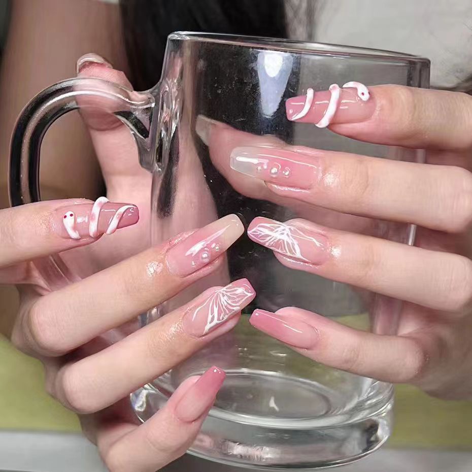 Miếng Dán Trang Trí Móng Tay 5d Họa Tiết Bướm / Rắn / Ngôi Sao Màu Trắng Đen Phong Cách Dân Tộc