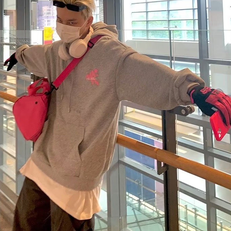 Áo hoodie VUNC dáng rộng in chữ phong cách hip hop đường phố Mỹ cá tính cho nam