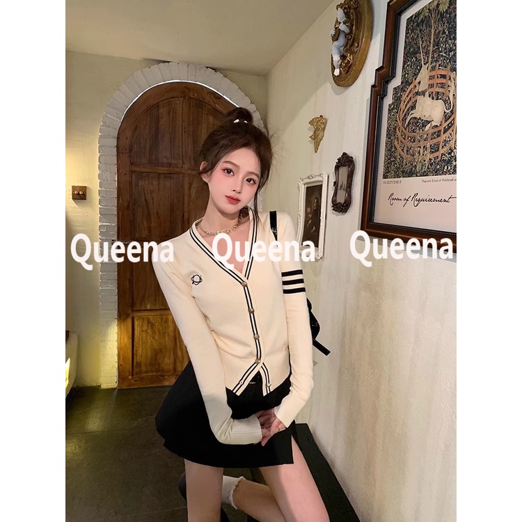 Queena Áo Len áo khoác cardigan Comfortable Casual xu hướng Popular WMY2393F7Z 40Z231007