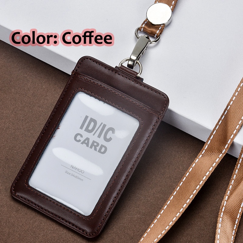 Ví Da Thật Đựng Thẻ id Kèm Dây Đeo nylon Thời Trang Công Sở