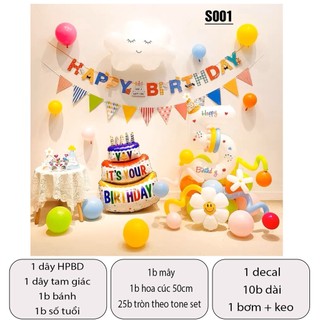 Set bong bóng trang trí sinh nhật - tone sắc màu cho bé