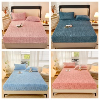 Sữa Nhung Màu Trơn Khăn Trải Giường Mùa Đông Ấm Áp Giường Mềm Mại Thân Thiện Với Da Đơn / Siêu Đơn / Nữ Hoàng / Vua / Super king Size Vỏ Gối Chăn Ga Gối