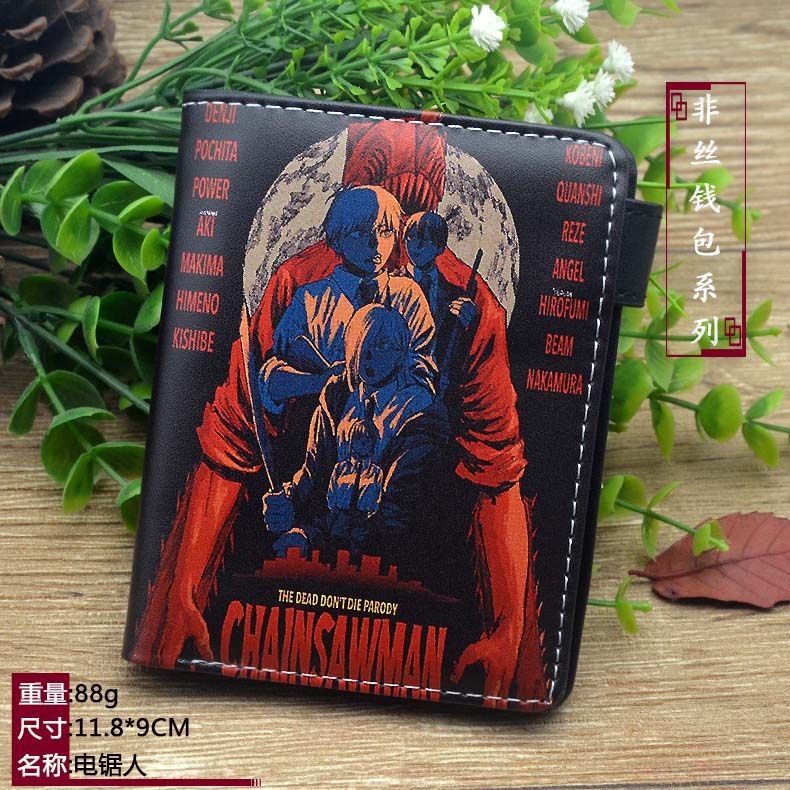 Ví Da pu Dáng Ngắn Có Khóa Kéo In Hoạt Hình makima Dễ Thương