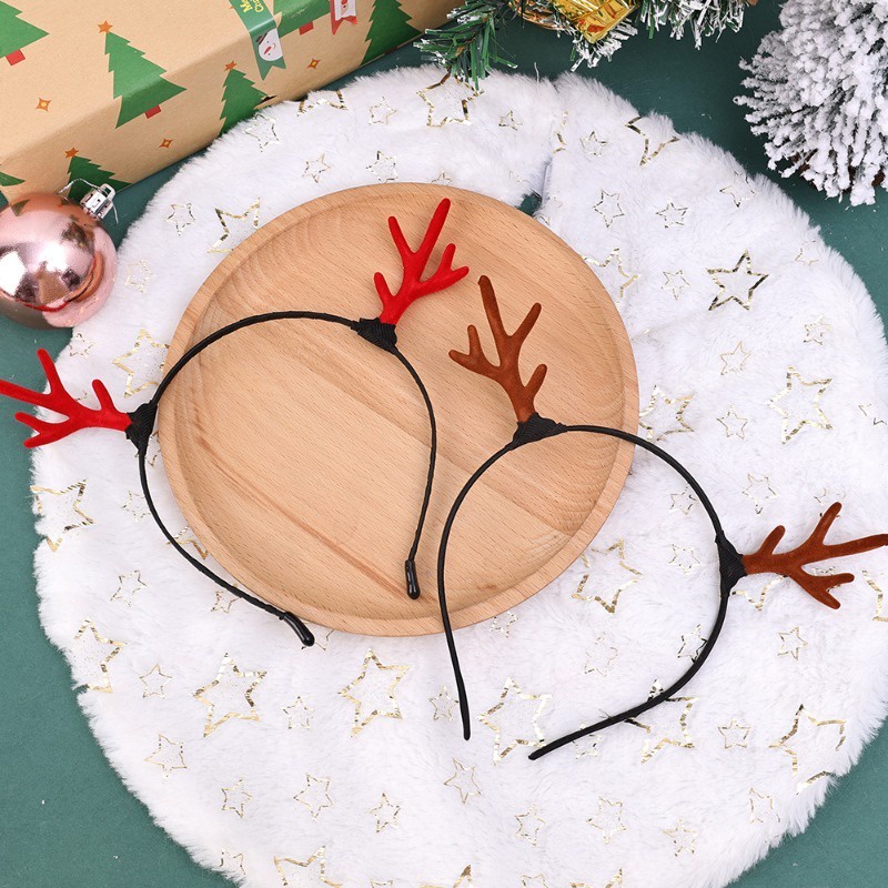 Băng Đô Cài Tóc Hình Sừng Hươu Bằng Nhung Màu Đỏ / Nâu Cho Nữ Dịp Giáng Sinh / Năm Mới