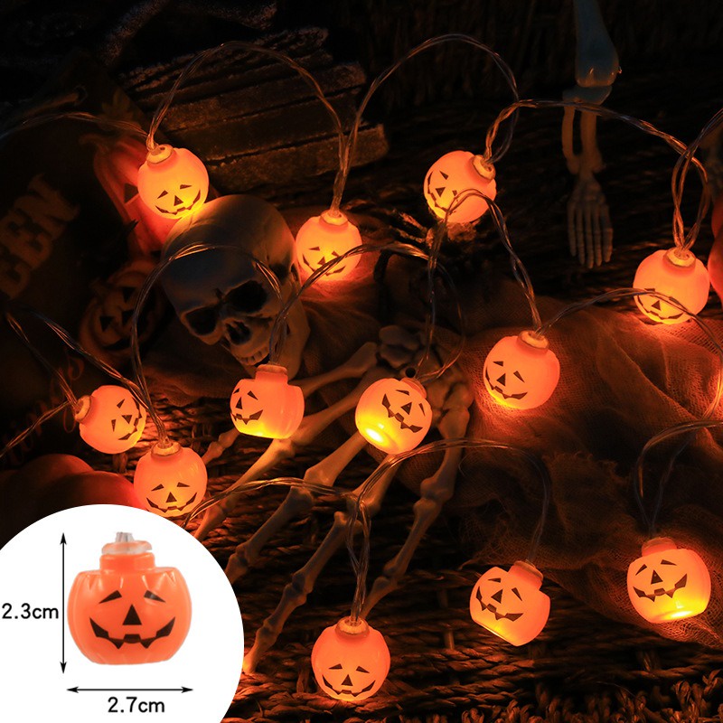 Dây Đèn led Hình Đầu Lâu / Bí Ngô / Ma Quỷ Màu Sắc Độc Đáo Trang Trí Tiệc halloween