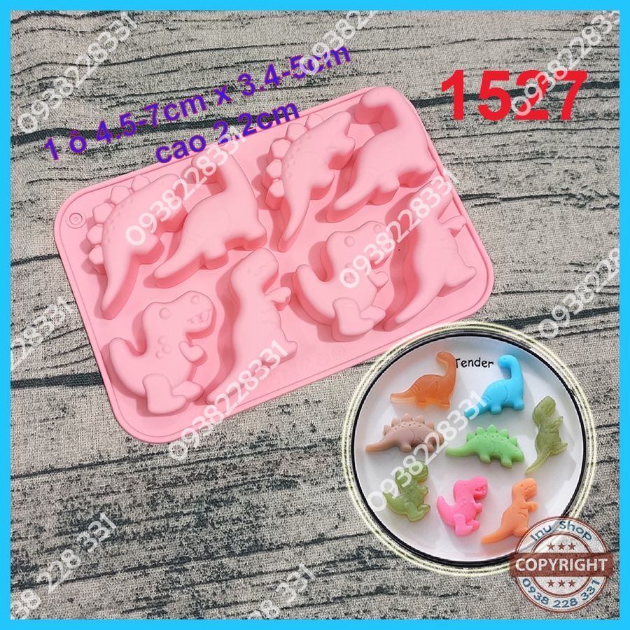 HCM - Khuôn silicon mẫu hình Khủng long Bạo chúa, Tê giác  nướng bánh, làm kẹo dẻo, đổ rau câu thạch, đổ tượng thạch cao