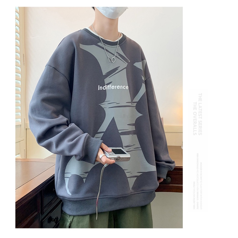 Áo Thun Tay Dài Cổ Tròn Dáng Rộng Thời Trang Mùa Thu Cho Nam