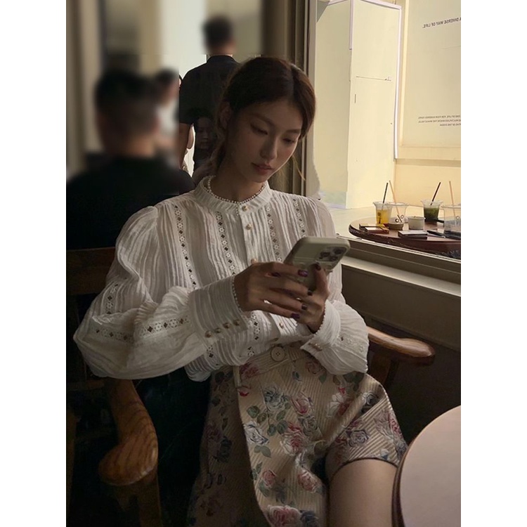 Áo Sơ Mi Tay Dài Khoét Lỗ + Quần Short Mỏng Phong Cách Mới 2023