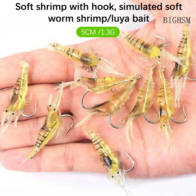 Bighsm 1 Mồi Câu Cá Giả Hình Tôm Mềm 1.3g4cm Có Móc Câu skk