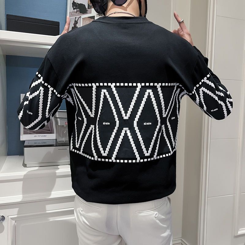 Thời Trang Áo Nỉ Nam Dài Tay Sọc Ngang Phong Cách Hàn Quốc