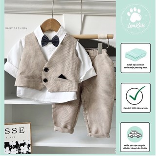 Bộ công tử set 3 gile+sơ mi+quần cho bé trai size từ 80-130