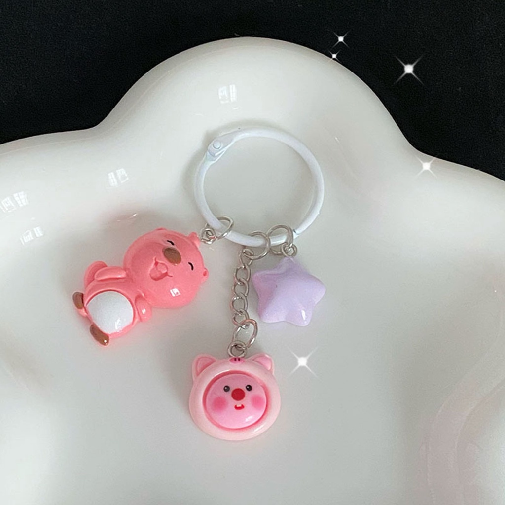 Loopy_vòng Móc Chìa Khóa Bằng Thép Không Gỉ Mịn Màng Họa Tiết Ngôi Sao Hoạt Hình Dễ Thương Nhẹ Nhàng Lên Màu Nhanh