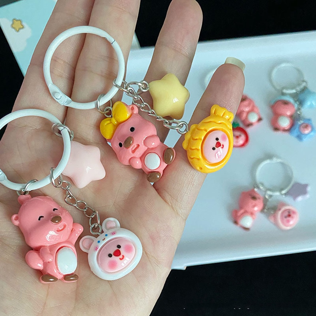 Loopy_vòng Móc Chìa Khóa Bằng Thép Không Gỉ Mịn Màng Họa Tiết Ngôi Sao Hoạt Hình Dễ Thương Nhẹ Nhàng Lên Màu Nhanh