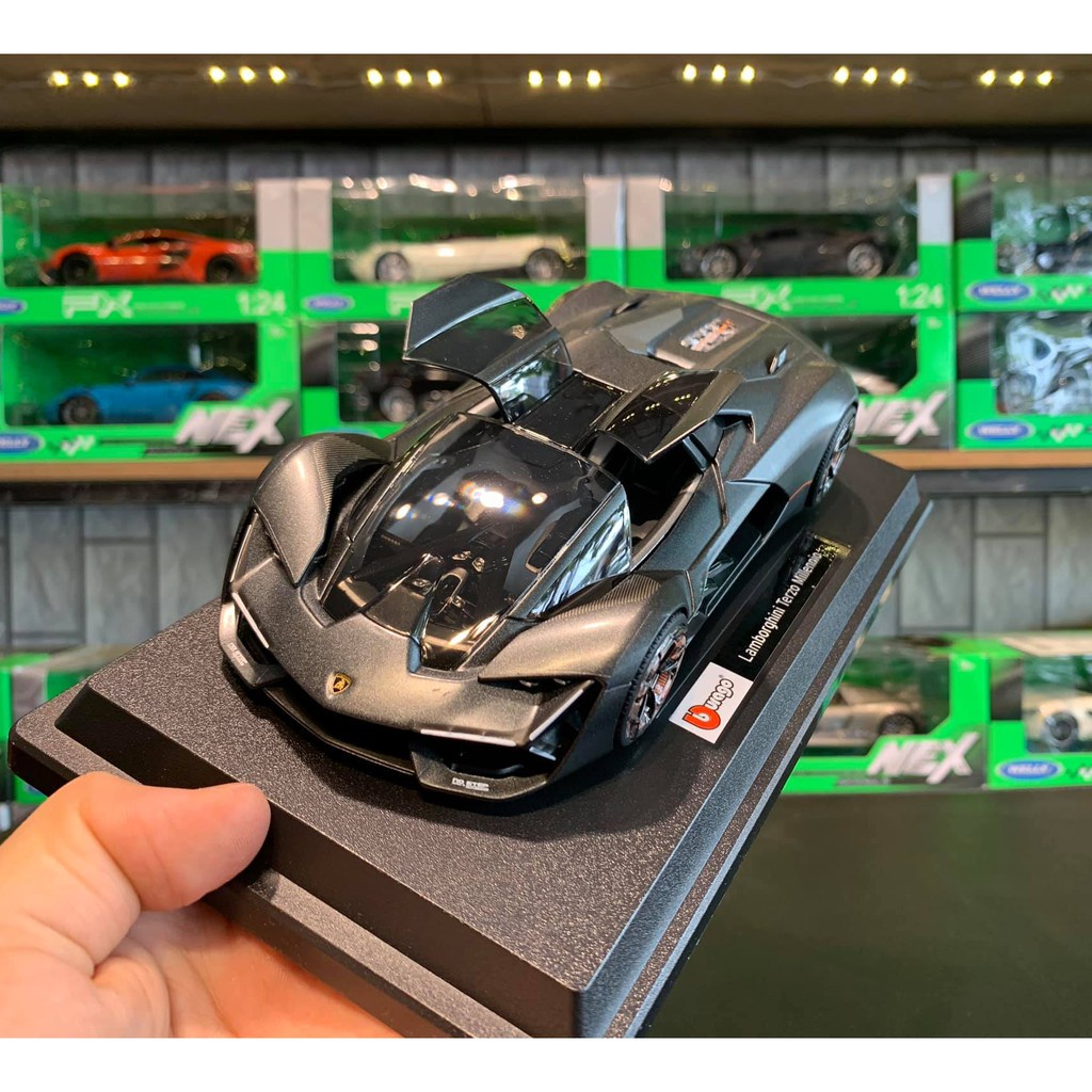 Giá rẻ Mô hình ô tô siêu xe Lamborghini Terzo Millennio tỉ lệ 1:24 hãng Burago màu đen tặng ô tô