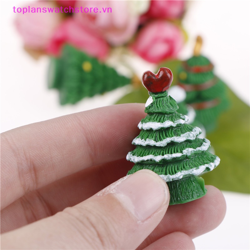 Toplanswatchstore Set 2 Mô Hình Cây Thông Giáng Sinh Mini Trang Trí Tiểu Cảnh vn