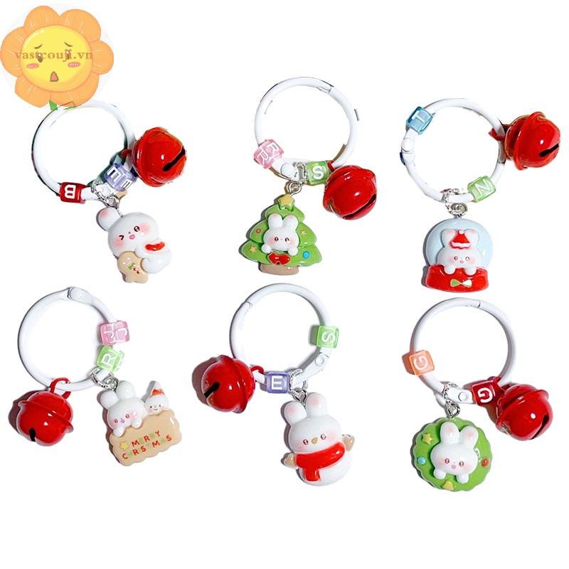 Vastji Móc Khóa Hình Thỏ Hoạt Hình Dễ Thương Trang Trí Cây Thông Noel
