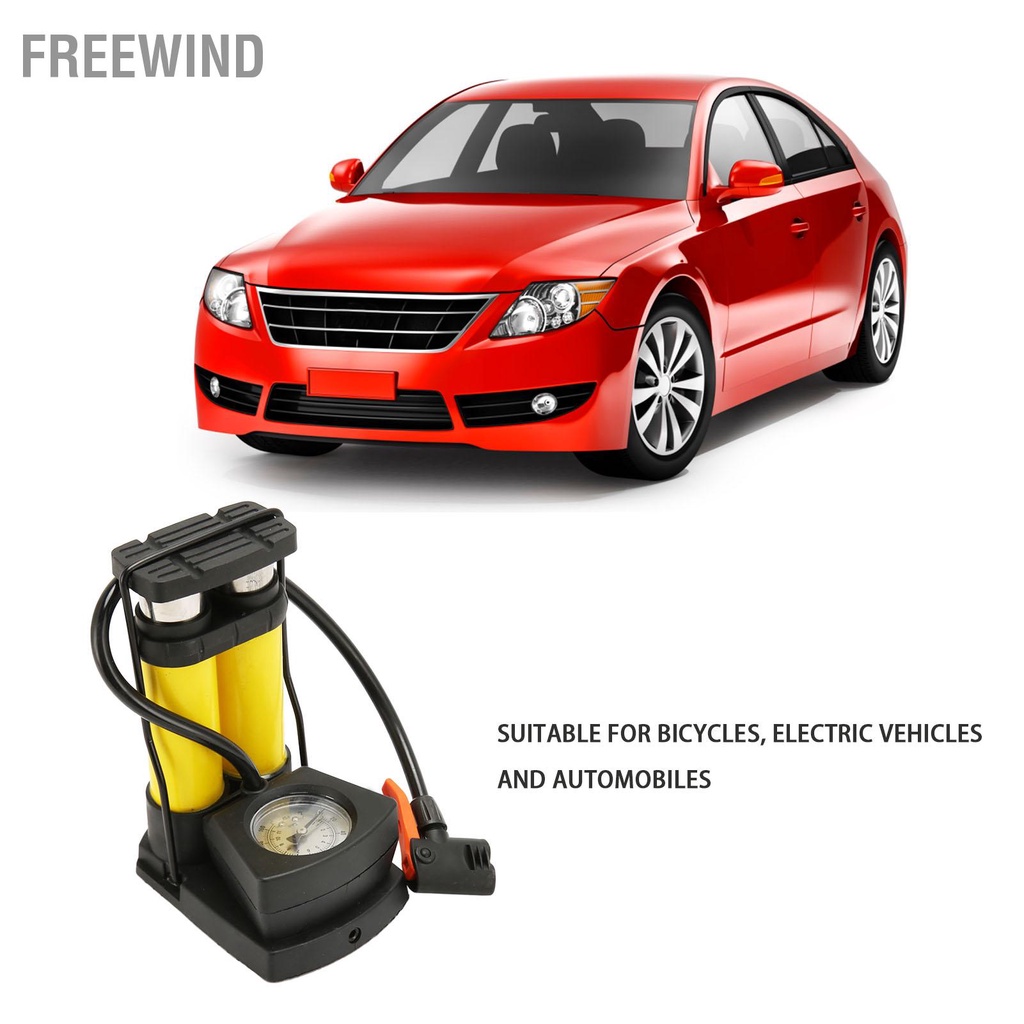 FreeWind Máy bơm chân đôi thùng nhanh chóng hiệu quả đa chức năng Xe đạp di động sàn lốp hơi không khí cho xe ô tô