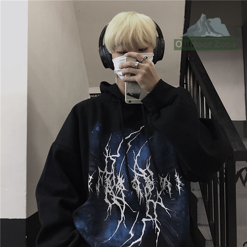 Áo hoodie Dáng Rộng In Chữ graffiti Phong Cách Hàn Quốc Thời Trang Thu Đông Dành Cho Nam Nữ