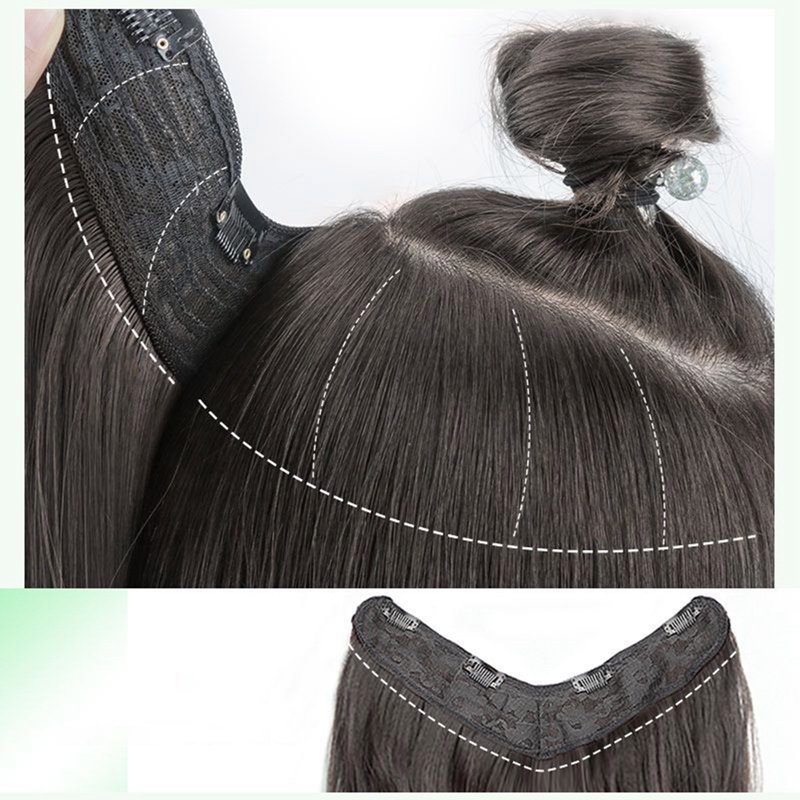 Maelove Tóc Giả Xoăn Tàng Hình Không Đường May Có Kẹp Dành Cho Nữ