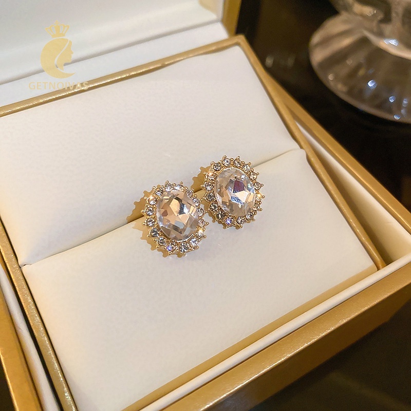 Khuyên Tai Thời Trang Đính Đá Phong Cách Hàn Quốc