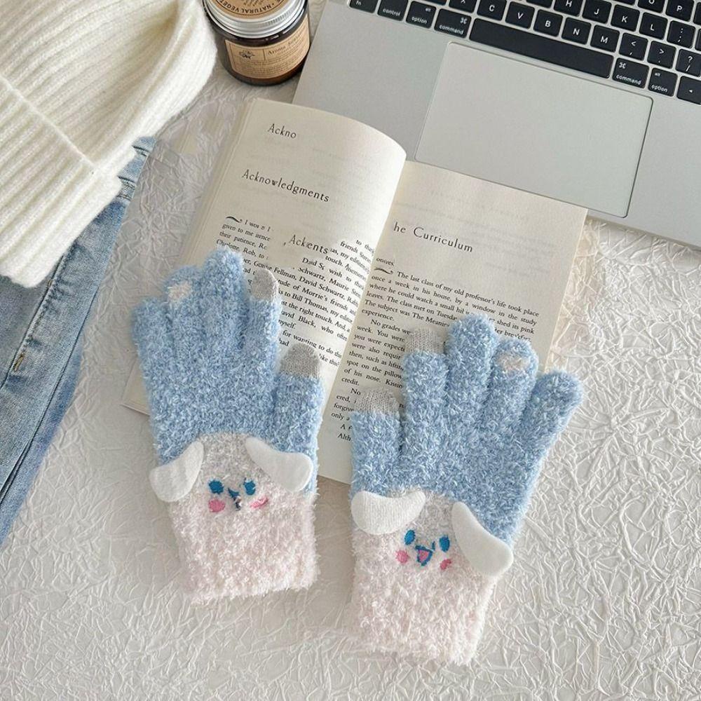 Găng Tay Bông Dày Dặn Ấm Áp Hình kuromi Hoạt Hình melody cinnamoroll Có Thể Chạm Màn Hình Cảm Ứng Thời Trang Mùa Đông Dành Cho Bạn Nữ
