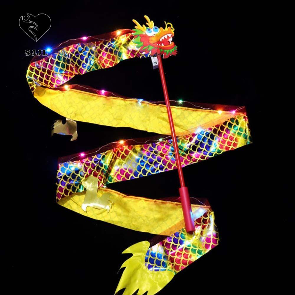 SJJL Dây Ruy Băng Hình Rồng Nhảy Múa Dạ Quang Đa Năng Phong Cách Trung Hoa Dễ Thương