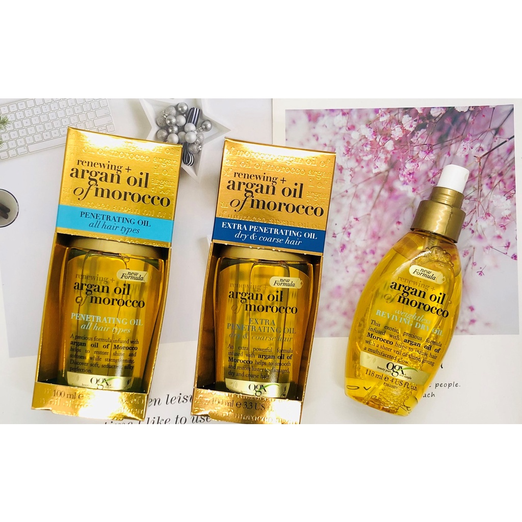 Tinh Dầu dưỡng tóc OGX Renewing Argan Oil of Morocco Penetrating Oil- Mỹ