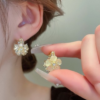 Bông Tai Hình Hoa Đính Đá opal Phong Cách Hàn Quốc Sang Trọng