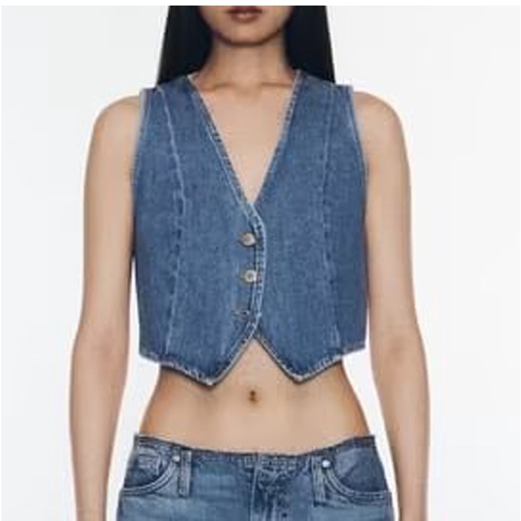Zara Bộ Áo Khoác denim Không Tay + Chân Váy Xinh Xắn Theo Phong Cách Mùa Thu 26147190 5862183 6164219 5862184