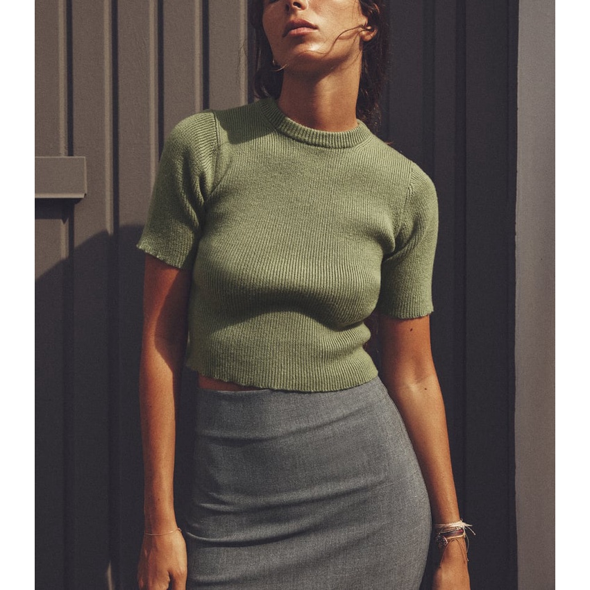 Zara Áo Thun Tay Ngắn Cổ Tròn Thời Trang Mùa Thu Cho Nữ 9598291