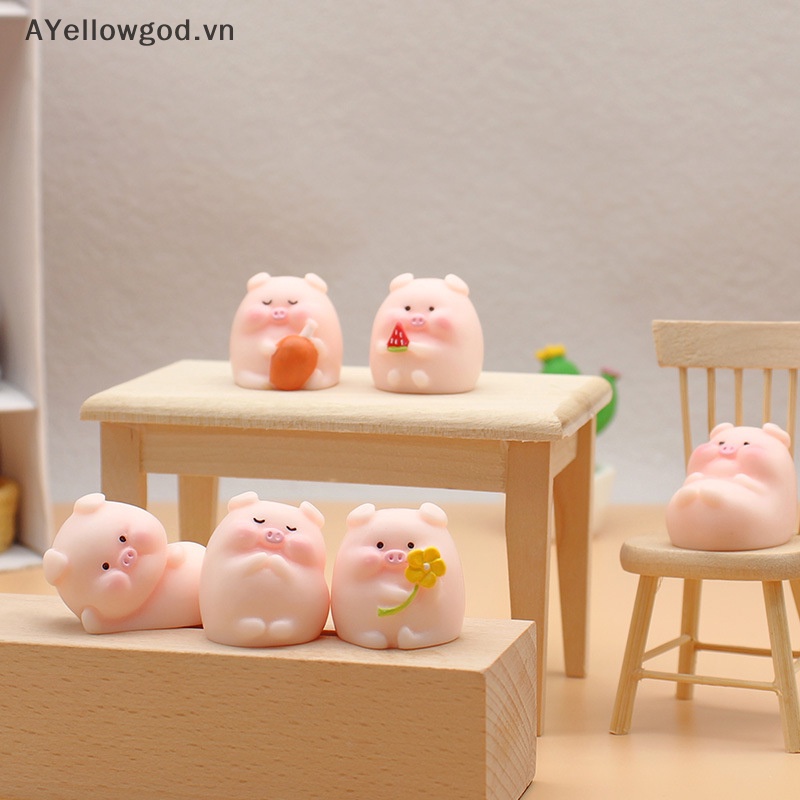 Ayellowgod Mô Hình Chú Heo mini Dễ Thương Trang Trí Tiểu Cảnh vn