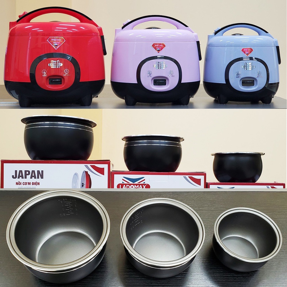 Nồi cơm điện sinh viên 1.2L Ladomax HA-7412 lòng niêu chống dính nấu cơm mềm, không cơm cháy