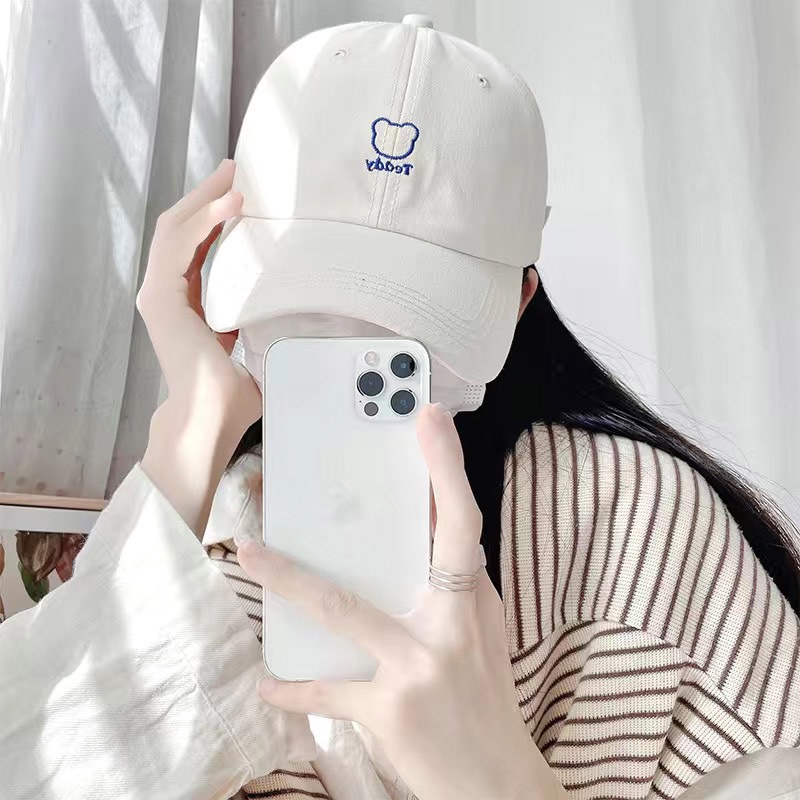 Mũ Lưỡi Trai Thêu Hình Gấu Dễ Thương Phong Cách retro Hàn Quốc