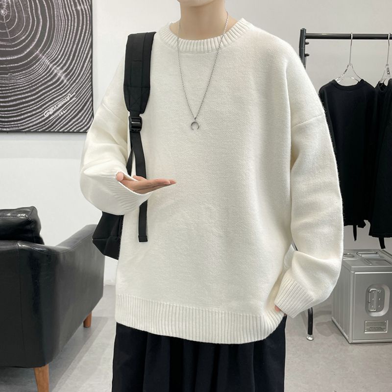 Áo sweater Dệt Kim Cổ Tròn Màu Sắc Đơn Giản Cho Nam