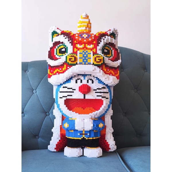 Mô hình lắp ghép Doraemon đầu lân