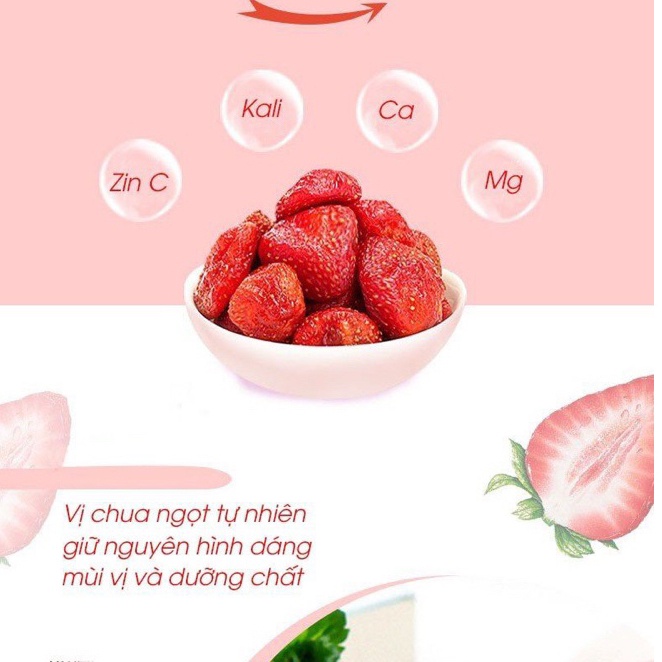 Dâu tây sấy dẻo nguyên vị không đường Đẹp Da Chống Lão Hóa Mamfa