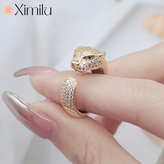 ❤ Nhẫn Hở Đính Đá Hình Đầu Báo Độc Đáo Thời Trang Cho Nữ
