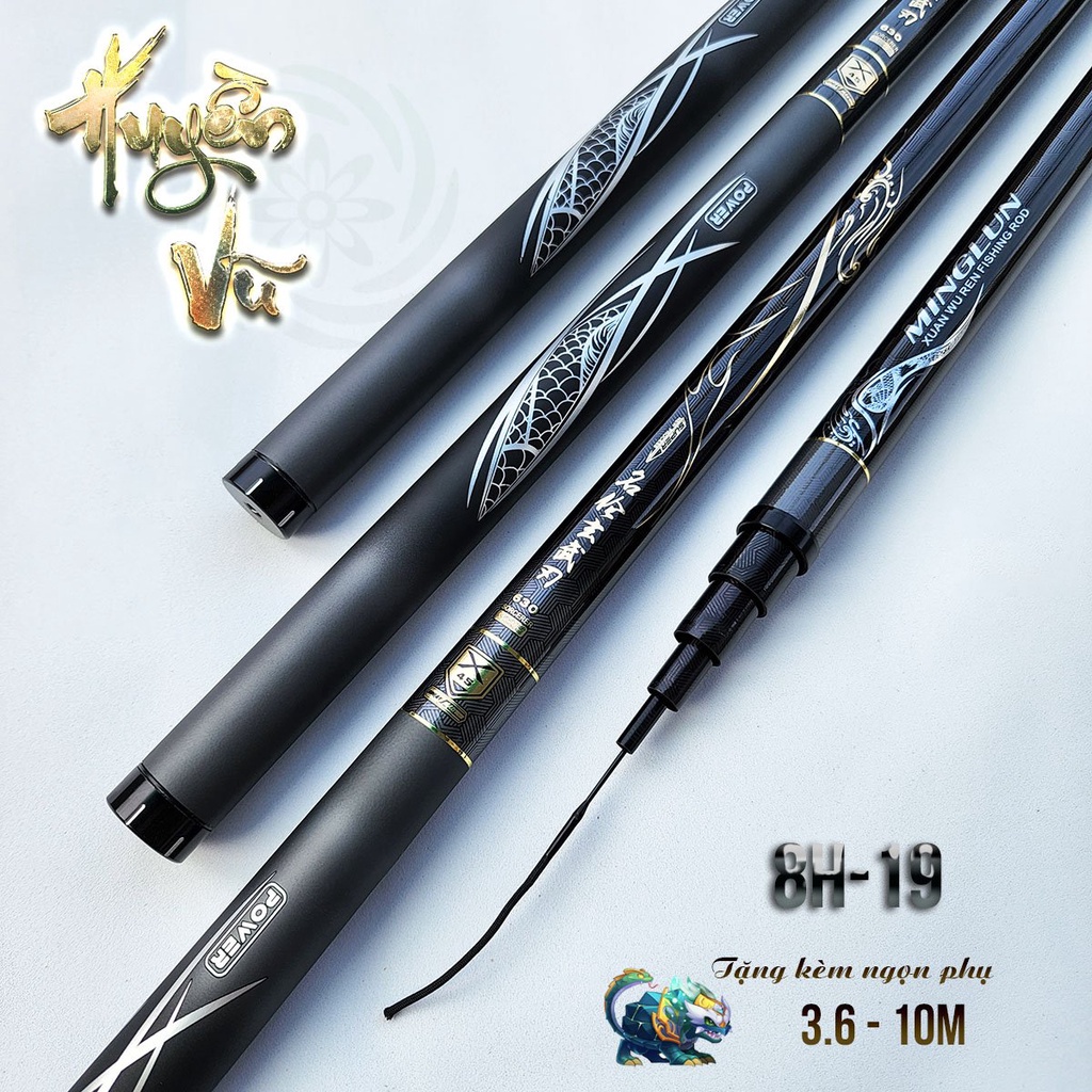 Cần câu tay Huyền Vũ 8H bản săn hàng carbon cao cấp bảo hành chính hãng