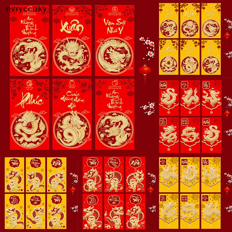Set 6 Bao Lì Xì Năm Mới 2024 Họa Tiết Hoàng Đạo Trung Hoa Dễ Thương