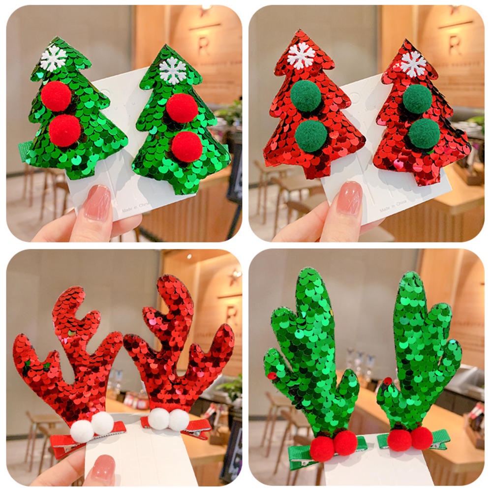 1 Cặp Kẹp Tóc Hình Tuần Lộc Giáng Sinh Lấp Lánh Cho Nữ