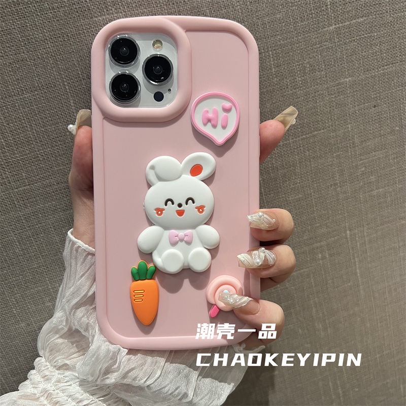 Ốp Điện Thoại Họa Tiết Thỏ Hoạt Hình Ba Chiều Cho iphone7 7plus 8 8plus xs xr 11 12 13 14 15 pro plus promax