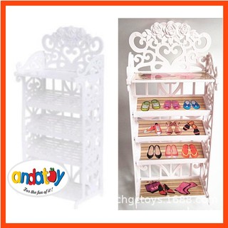 Kệ để giày cho búp bê barbie, phụ kiện trang trí nhà búp bê andatoy ad1345