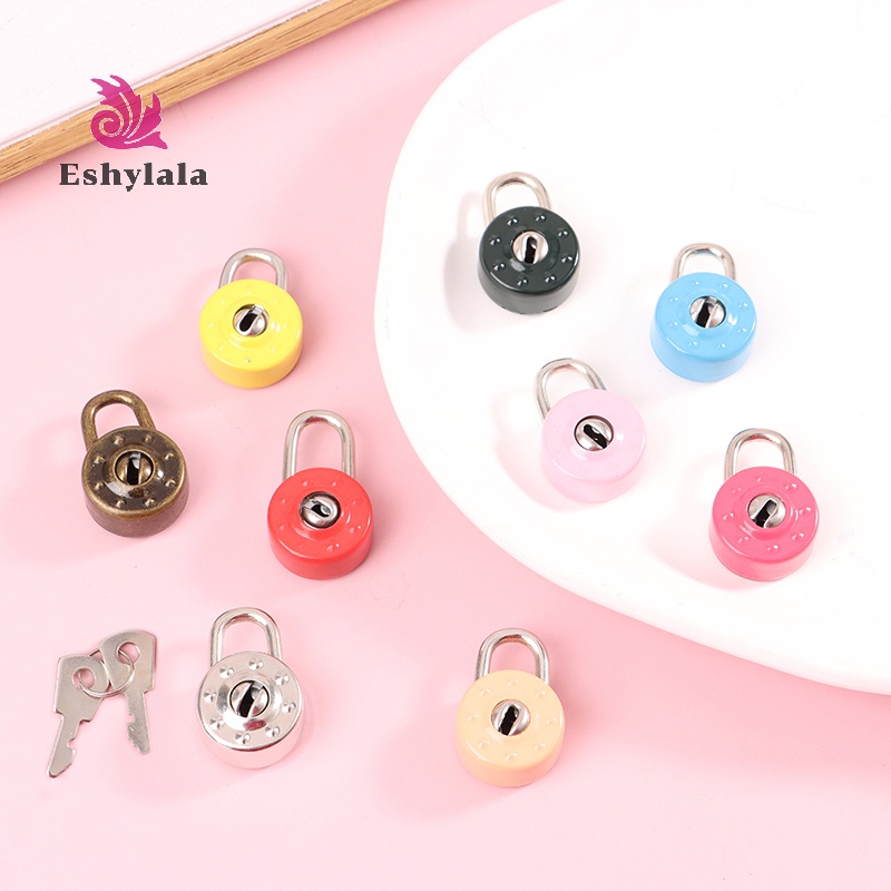 Eshylala 1 Set Ổ Khóa Hành Lý Hình Tròn mini Kèm Chìa Khóa Tiện Dụng