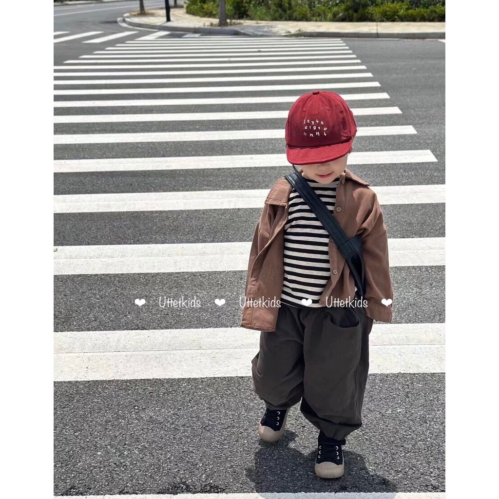 ÁO THUN SỌC TAY DÀI PHONG CÁCH HÀN QUỐC CHO BÉ GÁI VÀ BÉ TRAI 1189