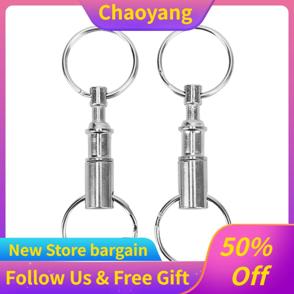 Chaoyangmall 2PCS Dual Quick Release Keyring Detachable Double Split Ring Key for Hanging House Belt Outdoor Tools